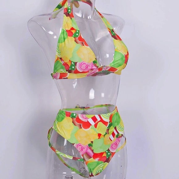 Candy Lollipop Halter Bikini Swimsuit - Picture 1 of 4